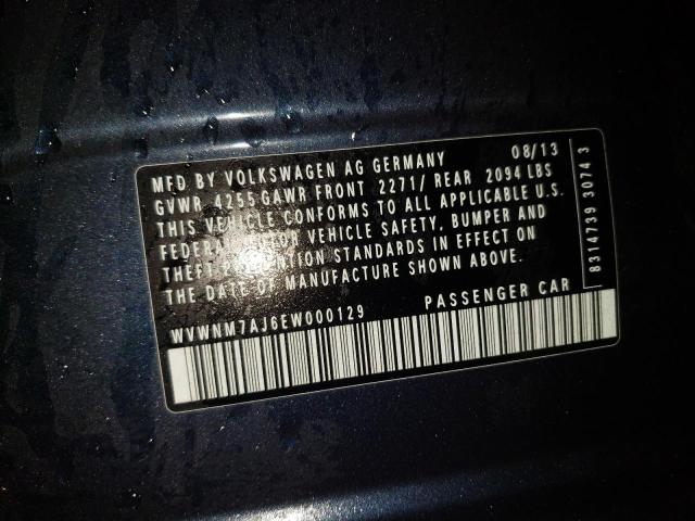 WVWNM7AJ6EW000129 - 2014 VOLKSWAGEN GOLF ლურჯი ფოტო 12