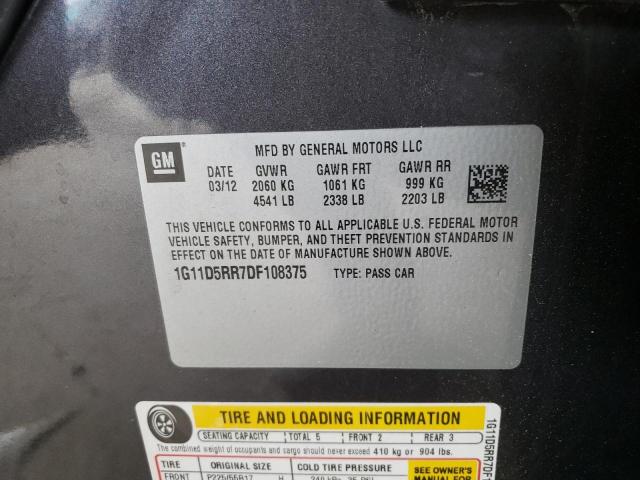 1G11D5RR7DF108375 - 2013 CHEVROLET MALIBU 1LT GRAY photo 12