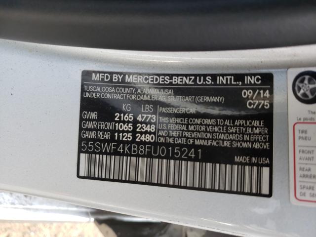 55SWF4KB8FU015241 - 2015 MERCEDES-BENZ C 300 4MATIC SILVER photo 10