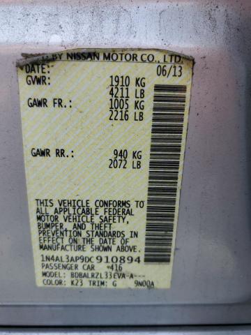 1N4AL3AP9DC910894 - 2013 NISSAN ALTIMA 2.5 SILVER photo 12