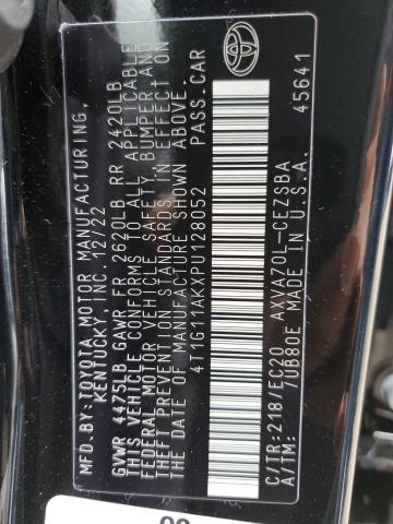 4T1G11AKXPU128052 - 2023 TOYOTA CAMRY SE NIGHT SHADE BLACK photo 12