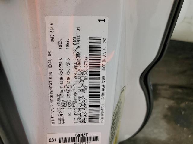 5TFRX5GN1GX059688 - 2016 TOYOTA TACOMA ACCESS CAB თეთრი ფოტო 12