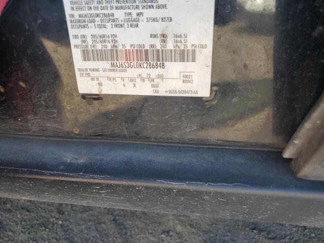 MAJ6S3GL0KC286848 - 2019 FORD ECOSPORT SE შავი ფოტო 13