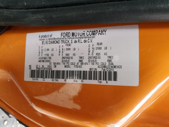 3FRNX7FC5FV019240 - 2015 FORD F750 SUPER DUTY ORANGE photo 10