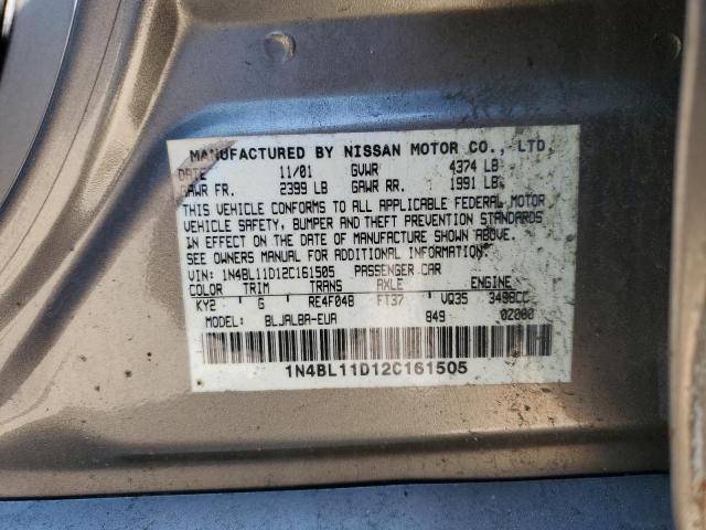 1N4BL11D12C161505 - 2002 NISSAN ALTIMA SE TAN photo 12