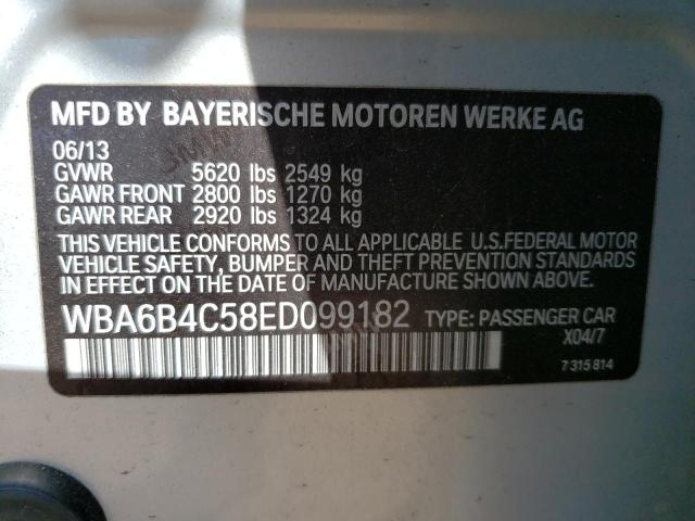 WBA6B4C58ED099182 - 2014 BMW 650 XI GRAN COUPE SILVER photo 12