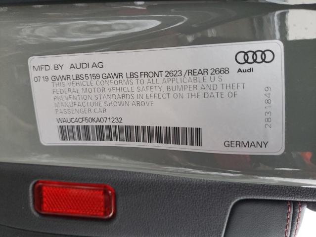 WAUC4CF50KA071232 - 2019 AUDI S5 PRESTIGE 灰色 照片 12