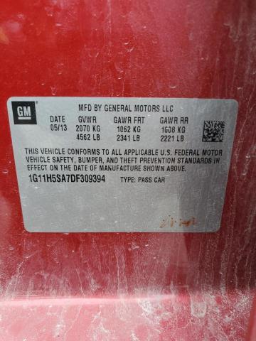 1G11H5SA7DF309394 - 2013 CHEVROLET MALIBU LTZ წითელი ფოტო 13