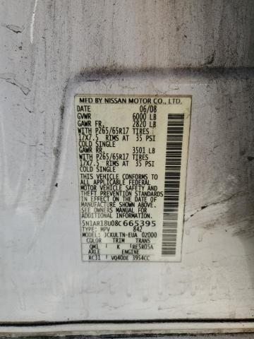 5N1AR18U08C665395 - 2008 NISSAN PATHFINDER S თეთრი ფოტო 13
