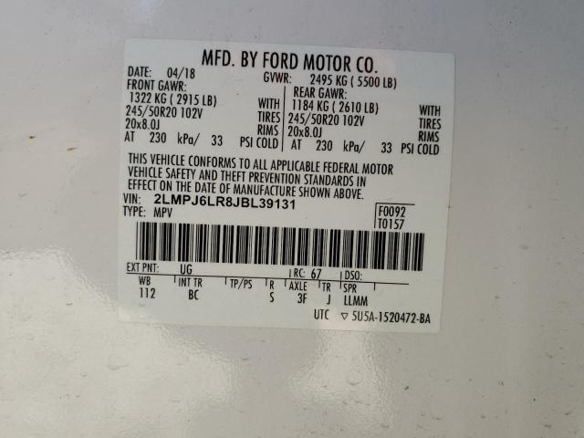 2LMPJ6LR8JBL39131 - 2018 LINCOLN MKX RESERVE WHITE photo 12