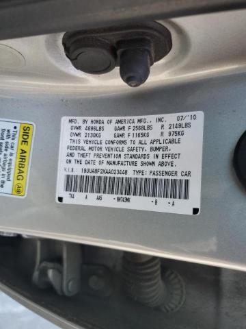 19UUA8F2XAA023448 - 2010 ACURA TL SILVER photo 12