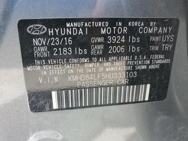 KMHD84LF5HU333103 - 2017 HYUNDAI ELANTRA SE GRAY photo 12