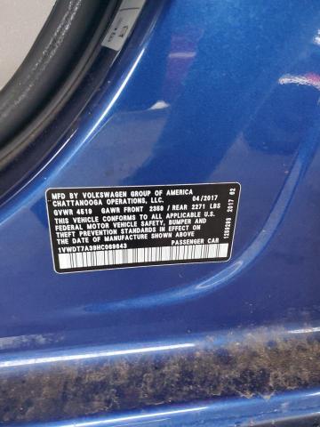 1VWDT7A39HC069643 - 2017 VOLKSWAGEN PASSAT R-LINE Blau Foto 12