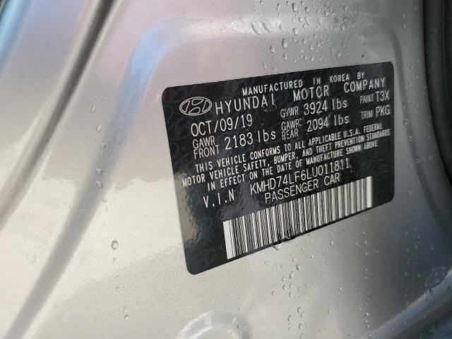 KMHD74LF6LU011811 - 2020 HYUNDAI ELANTRA SE SILVER photo 12