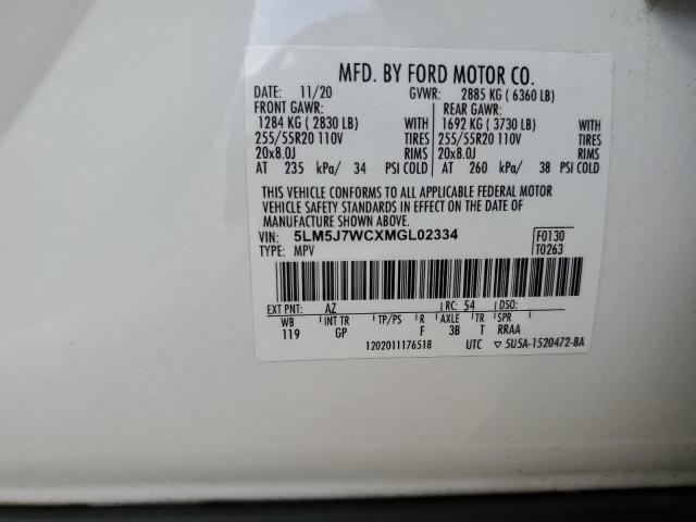 5LM5J7WCXMGL02334 - 2021 LINCOLN AVIATOR RESERVE Blanc photo 14