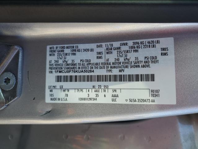 1FMCU0F76KUA50284 - 2019 FORD ESCAPE S SILVER photo 13