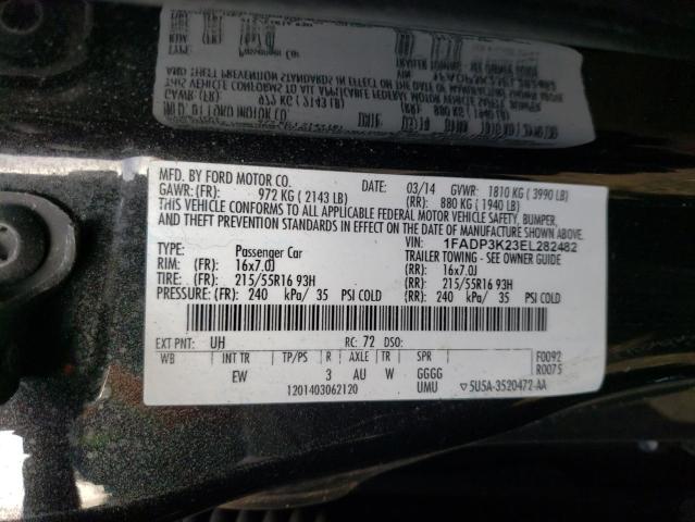 1FADP3K23EL282482 - 2014 FORD FOCUS SE BLACK photo 12