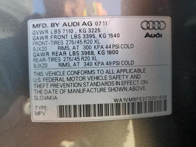 WA1VMBFE2CD001456 - 2012 AUDI Q7 PRESTIGE 灰色 照片 12