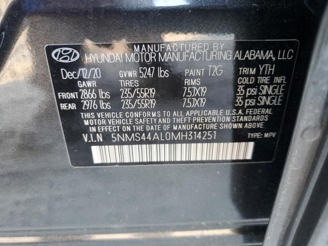 5NMS44AL0MH314251 - 2021 HYUNDAI SANTA FE LIMITED CHARCOAL photo 13