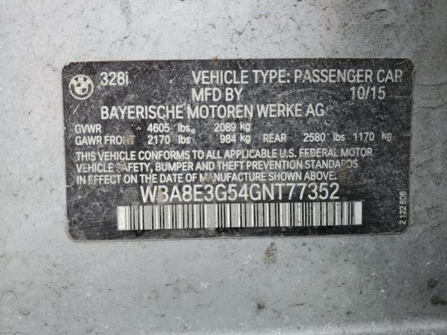 WBA8E3G54GNT77352 - 2016 BMW 328 XI SULEV SILVER photo 12