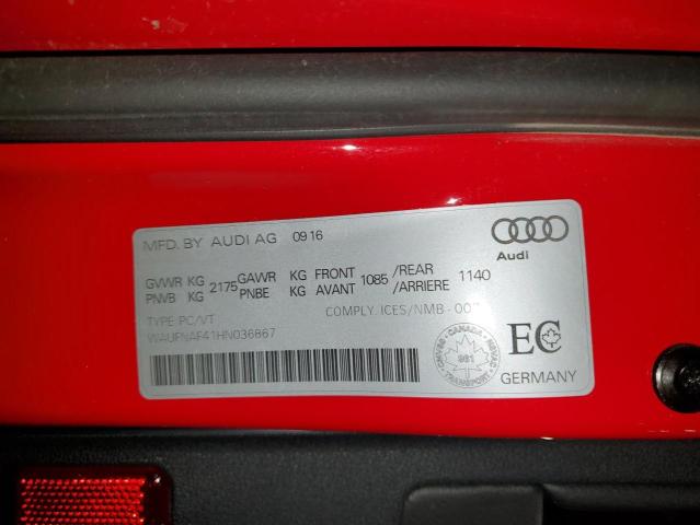 WAUFNAF41HN036867 - 2017 AUDI A4 PRESTIGE RED photo 12