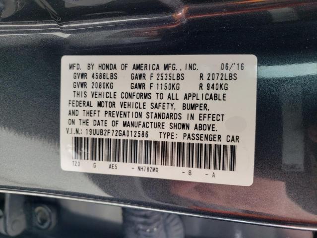 19UUB2F72GA012586 - 2016 ACURA TLX ADVANCE GRAY photo 12