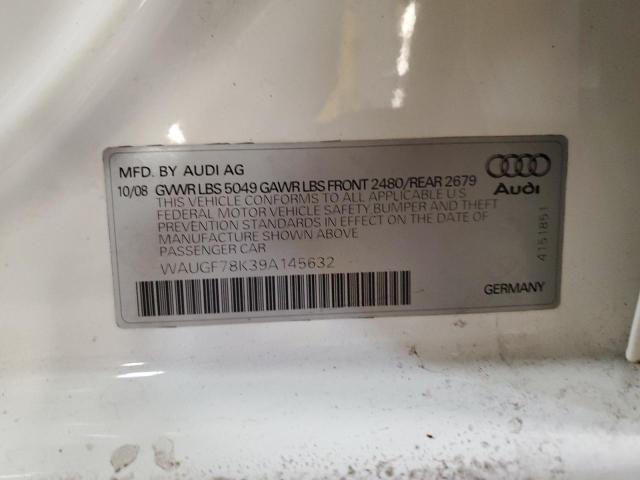 WAUGF78K39A145632 - 2009 AUDI A4 PREMIUM PLUS WHITE photo 12