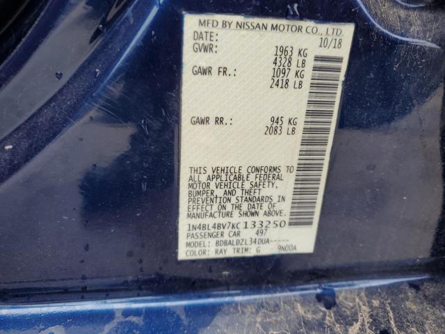 1N4BL4BV7KC133250 - 2019 NISSAN ALTIMA S BLUE photo 13