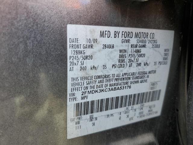 2FMDK3KC3ABA53176 - 2010 FORD EDGE LIMITED GRAY photo 13