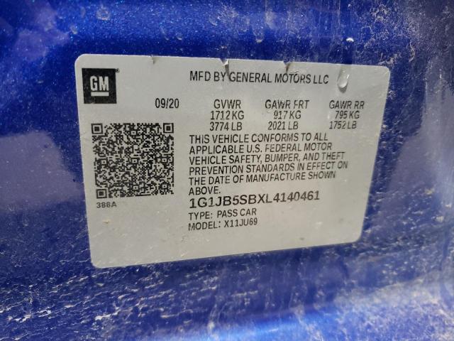 1G1JB5SBXL4140461 - 2020 CHEVROLET SONIC LS BLUE photo 13