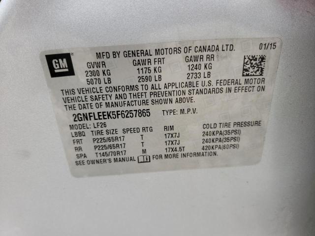 2GNFLEEK5F6257865 - 2015 CHEVROLET EQUINOX LS SILVER photo 12