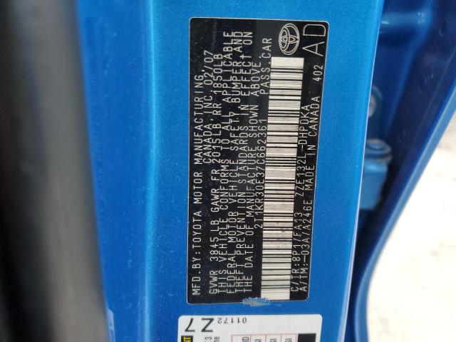 2T1KR30E37C662361 - 2007 TOYOTA COROLLA MA XR BLUE photo 12