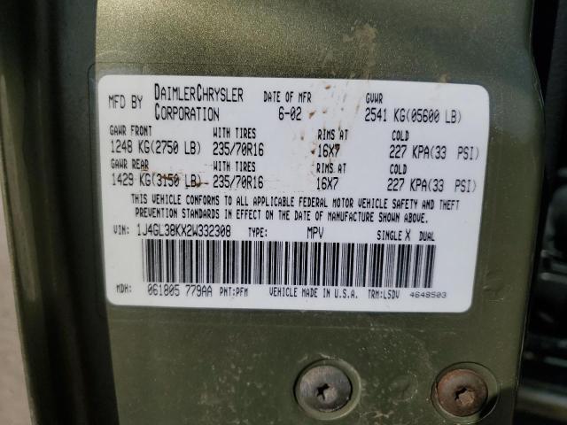 1J4GL38KX2W332308 - 2002 JEEP LIBERTY RENEGADE 绿色 照片 13