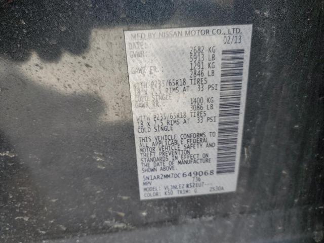 5N1AR2MM7DC649068 - 2013 NISSAN PATHFINDER S 黑色 照片 12