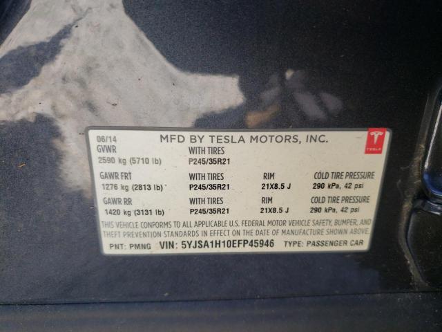 5YJSA1H10EFP45946 - 2014 TESLA MODEL S Grafit foto 12