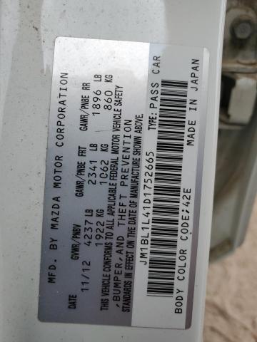 JM1BL1L41D1752665 - 2013 MAZDA SPEED 3 WHITE photo 12