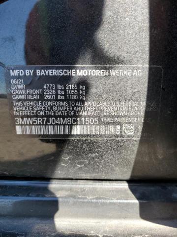 3MW5R7J04M8C11505 - 2021 BMW 330XI BLACK photo 12