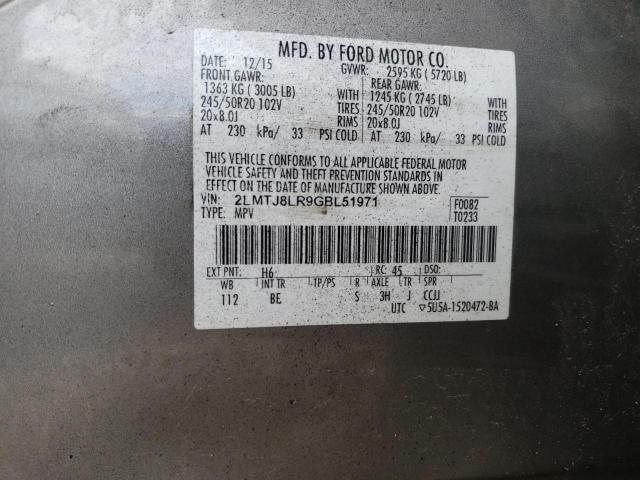 2LMTJ8LR9GBL51971 - 2016 LINCOLN MKX RESERVE 银色 照片 13