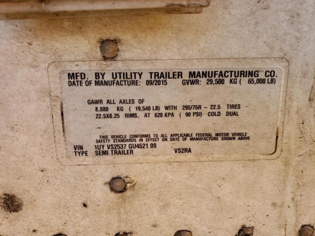 1UYVS2537GU452109 - 2016 UTILITY TRAILER WHITE photo 10