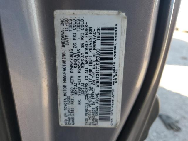 5TBRT34171S158183 - 2001 TOYOTA TUNDRA ACCESS CAB ნაცრისფერი ფოტო 12