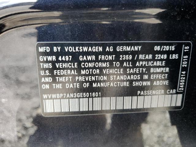 WVWBP7AN3GE501601 - 2016 VOLKSWAGEN CC BASE BLACK photo 12