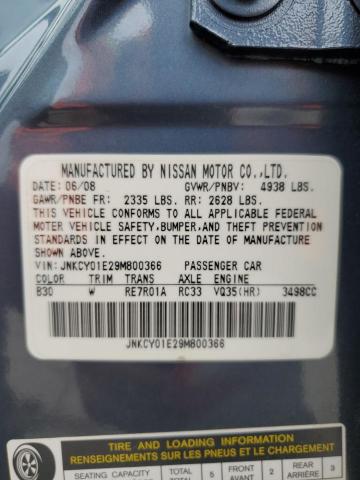 JNKCY01E29M800366 - 2009 INFINITI M35 BASE BLUE photo 12