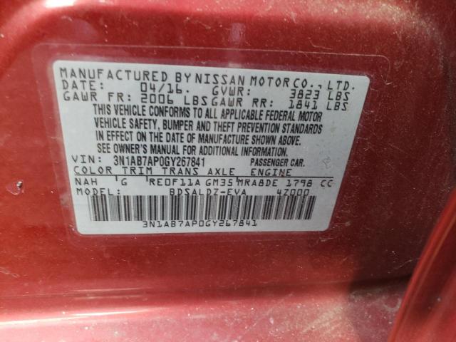 3N1AB7AP0GY267841 - 2016 NISSAN SENTRA S RED photo 12