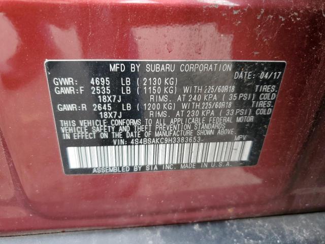 4S4BSAKC9H3383653 - 2017 SUBARU OUTBACK 2.5I LIMITED RED photo 14
