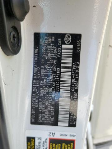 4T1BK3DB6CU471109 - 2012 TOYOTA AVALON BASE 白色 照片 12