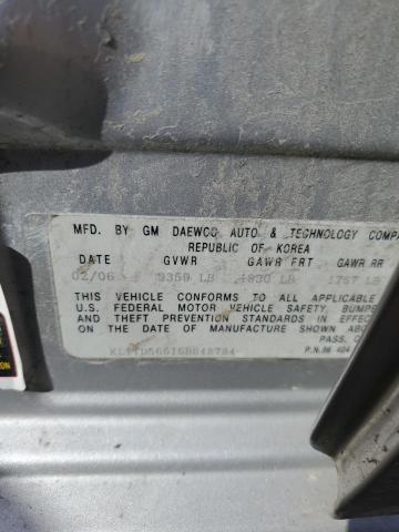 KL1TD56616B648784 - 2006 CHEVROLET AVEO BASE Gümüş foto 12