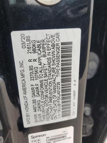 19UUB1F5XLA012726 - 2020 ACURA TLX TECHNOLOGY BLACK photo 12