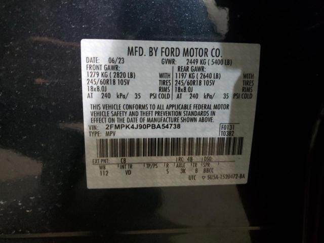 2FMPK4J90PBA54738 - 2023 FORD EDGE SEL BLUE photo 12