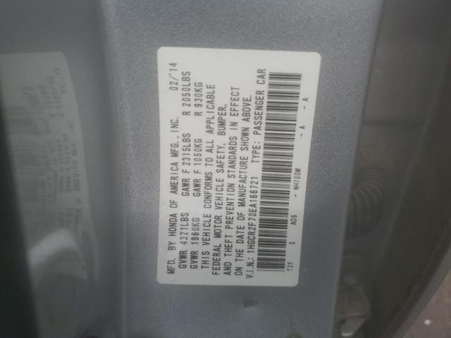 1HGCR2F70EA166721 - 2014 HONDA ACCORD EX SILVER photo 12