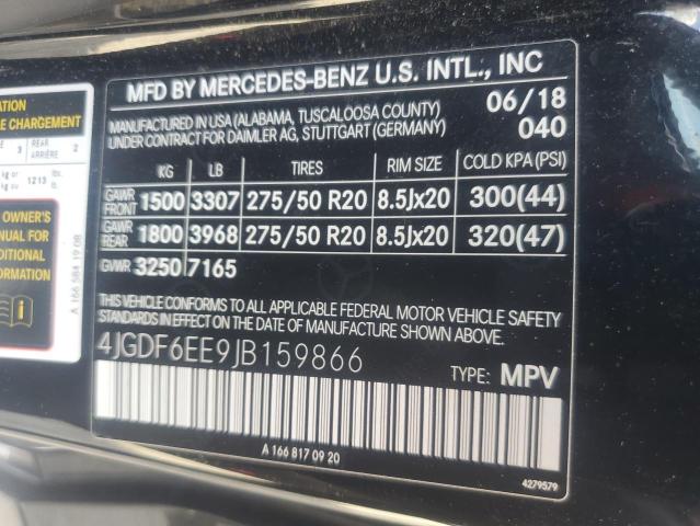 4JGDF6EE9JB159866 - 2018 MERCEDES-BENZ GLS 450 4MATIC BLACK photo 13